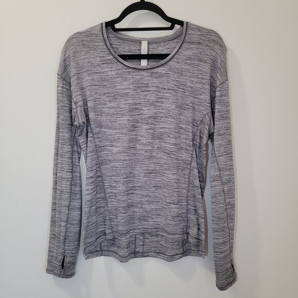 Lululemon Gray Heathered Striped Long Sleeve Shirt‎ Size 6 - Picture 1 of 6